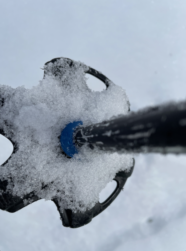 Punchy solar crust observed on E shoulder of Yost Creek with soft, rotting snow beneath