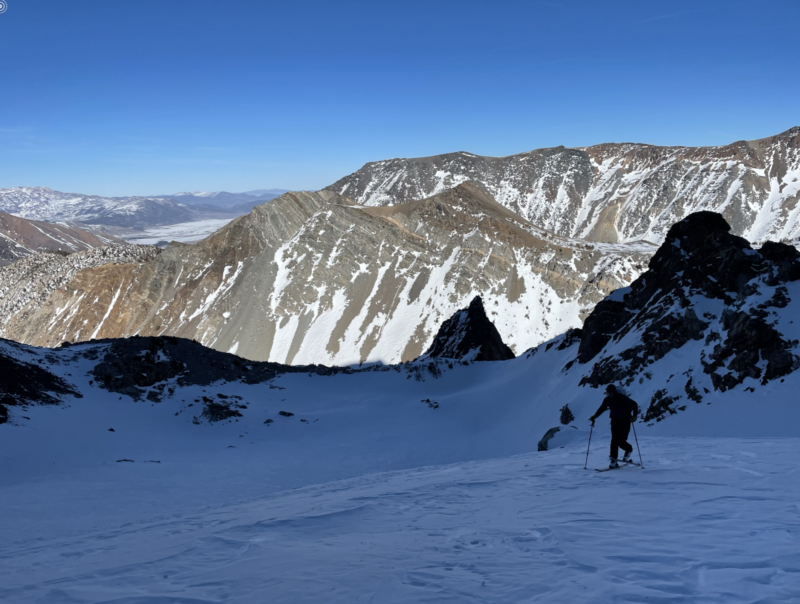 Sam grateful he brought ski crampons.