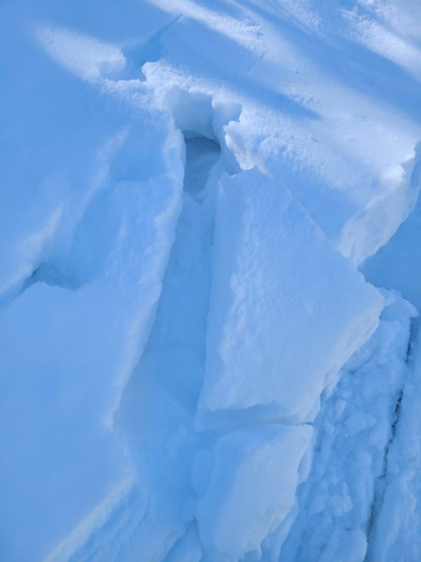 Underlying near surface facets were not bonded to overlying wind layer here