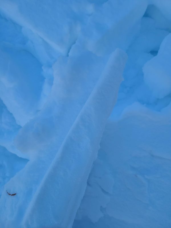 This is the wind deposit layer after I brushed the new snow off of it