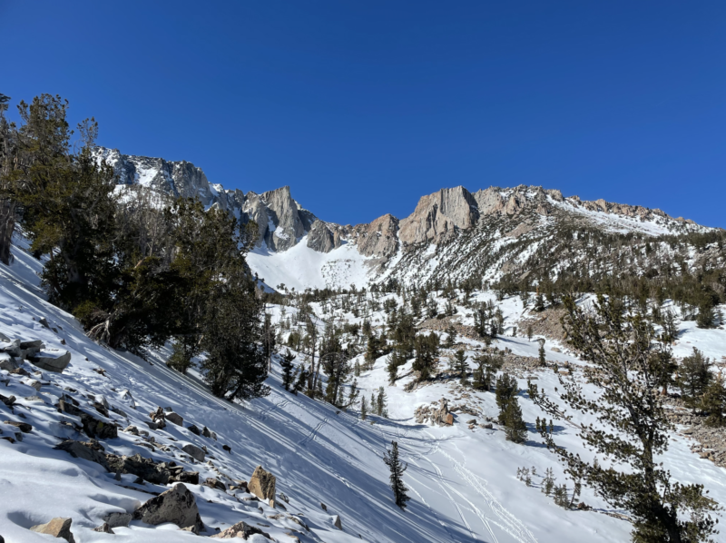 View of some of the lines off Dana Plateau