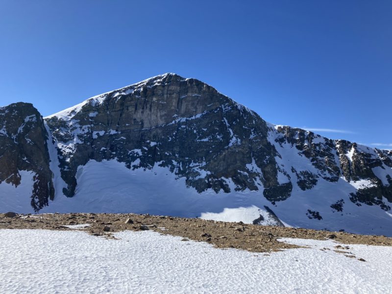 The Dana couloir looks narrow and steep given current coverage.