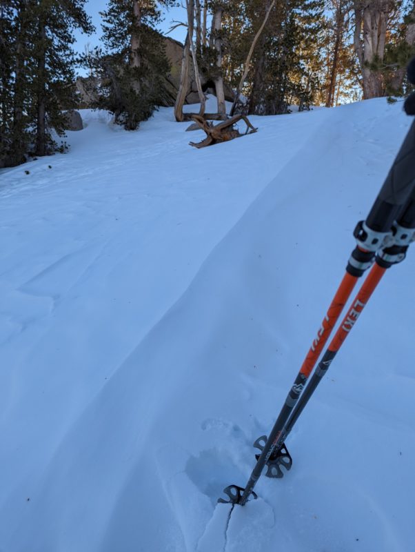 Some crust and wind sculpting on NE facing ridge