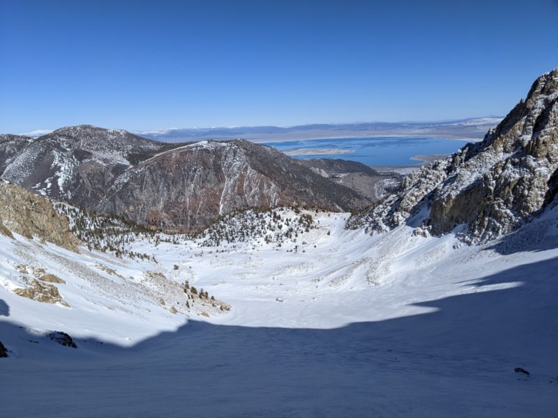 Looking down canyon from 1/2 way up coke chute