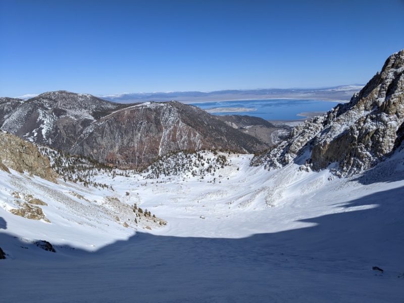 Looking down canyon from 1/2 way up coke chute