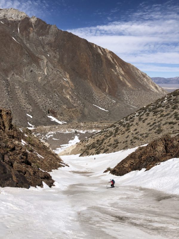 Dirty, but smooth snow in Esha Canyon.