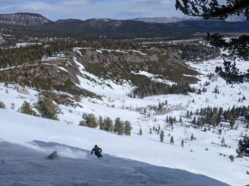 enjoyable skiing on the mammoth rock apron