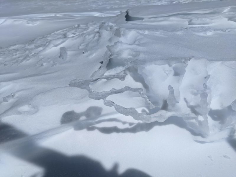 Crazy and cool ice formations among the sastrugi on the way up to negatives rigeline