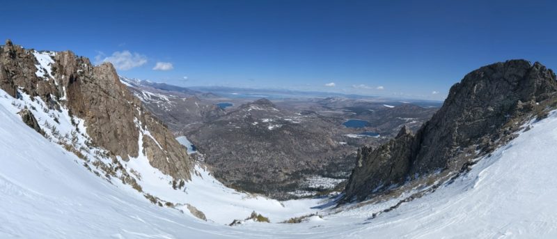 Looking down from the top of north bowl on carson peak.  A Lovely day, weather wise.