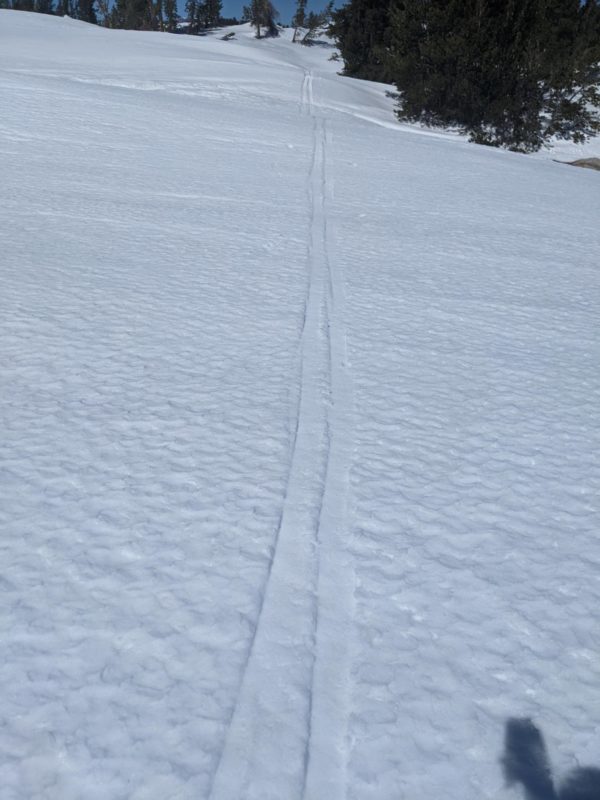 1-2cm of surface warming along mammoth crest despite the moderate NE winds at 1pm