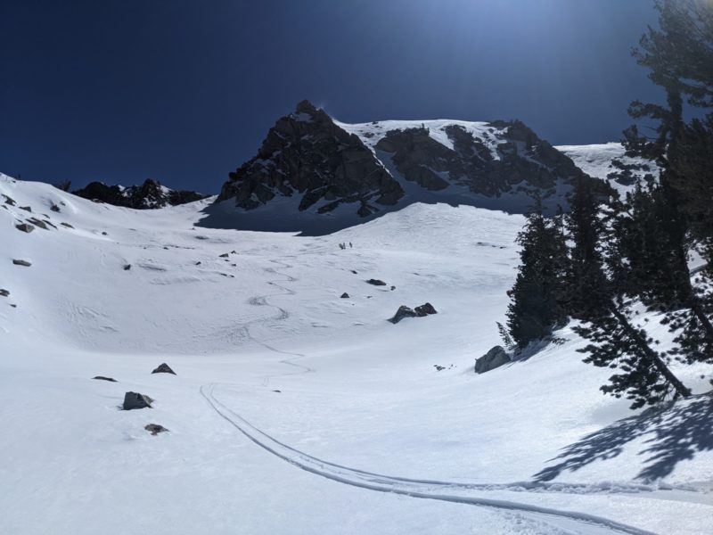 Wintry snow near the top of the mammoth crest