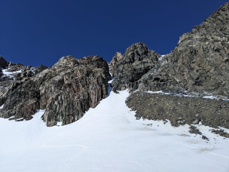 Looking up towards the main gully on ritter