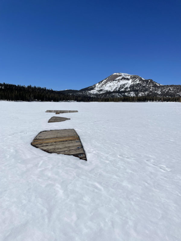 Exposed docks on Lake Mary.