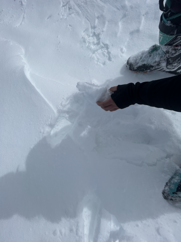 Small wind deposit near ridgeline