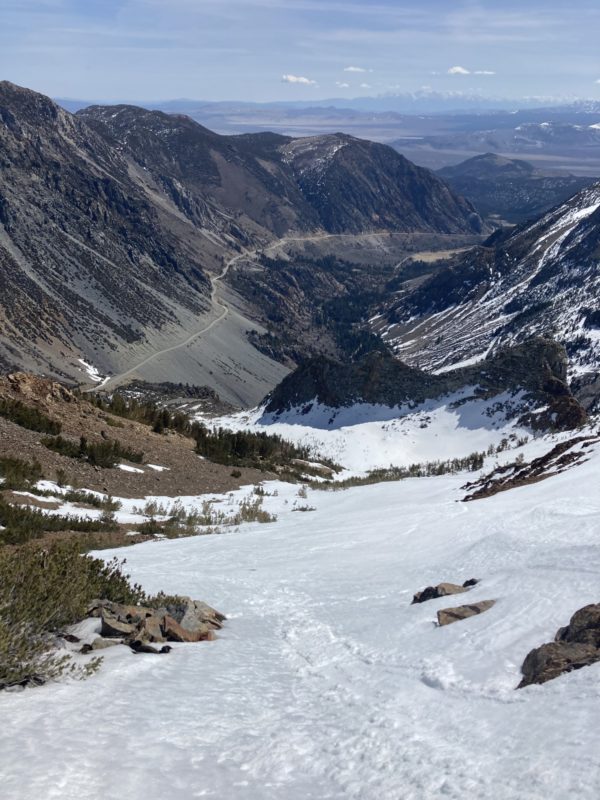 E facing ribbon of snow from 11100'. 