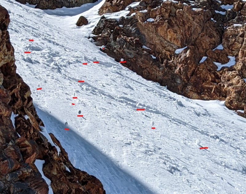 Lots of sluff falling as my partner descended the chute