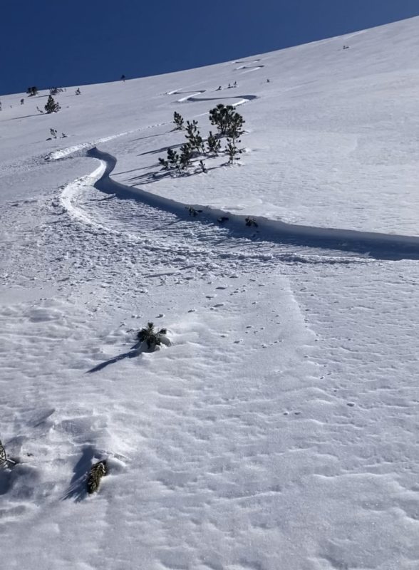 Good turns on mostly protected snow in this spot