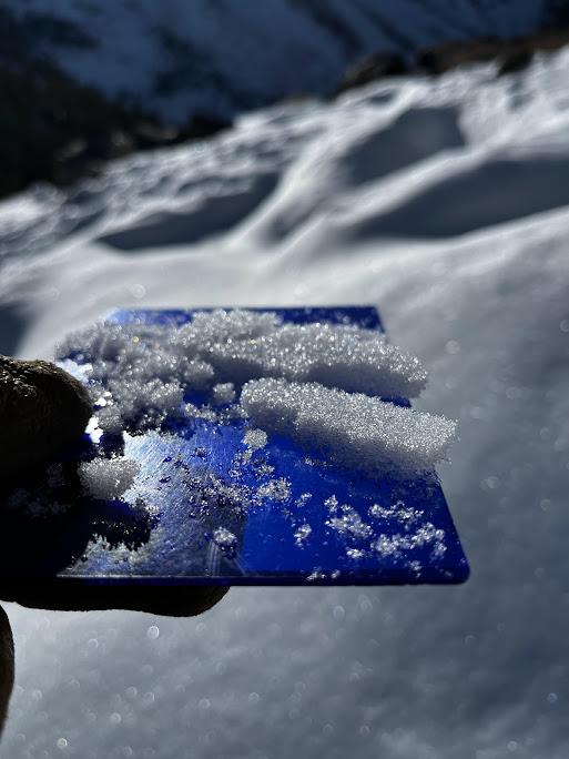 Near Surface Facets covering a Melt-Freeze crust on the snow surface. NE, 10100' (NTL), 40deg rollover.