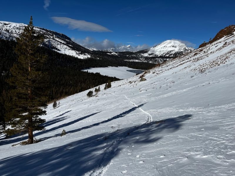 Sherwin Ridge - Shallow snow cover and exposed anchors on S and SW slopes NTL.