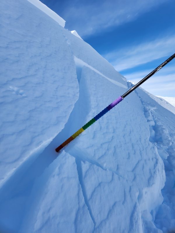 We could trigger 1 foot thick wind slabs once the slope had been undercut