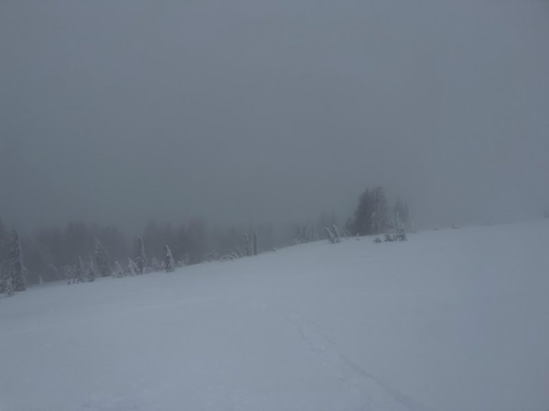 Calm and fog before the storm. NW Aspect 10,000' Mammoth Lakes.