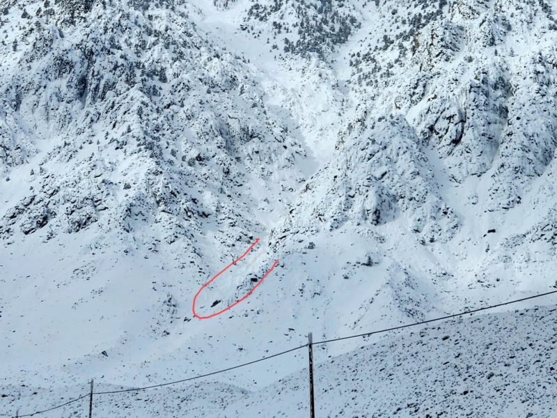 Large avalanche debris on Wheeler Crest above the Pine Creek Rd