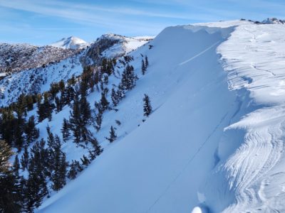 Large natural wind slab avalanche failed 1/17 above The Hose