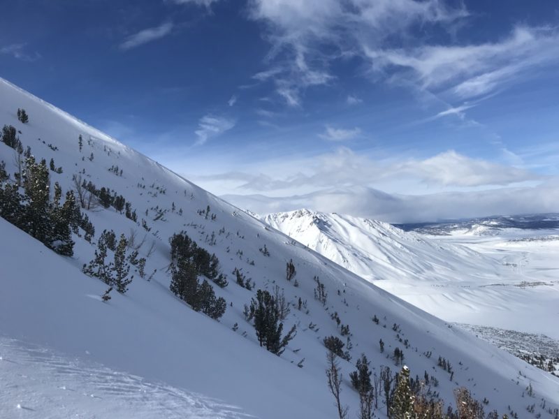 Wind lip on the small gully looker's right of the N face of Red Mtn