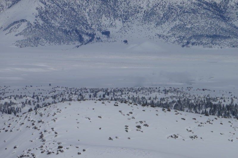 Winds were so calm the steam from Hot Creek was rising straight up and hanging around.