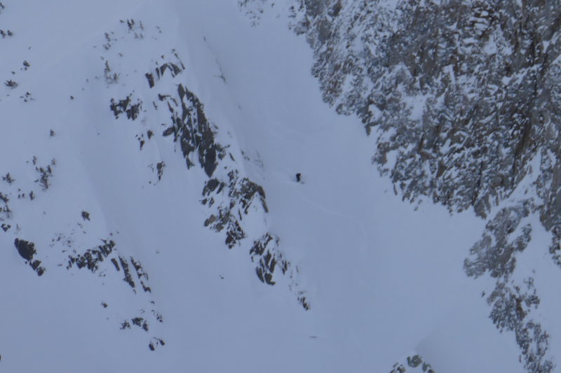 The second of the party we watched ski Morrison Col. They rode Morrison's east face before. Nice work!