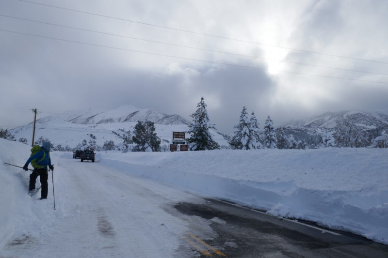 Menacing storm clouds, snow, and wind chased us out of the mountains. 