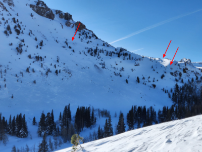 Recent wind slab avalanches near Mineshaft