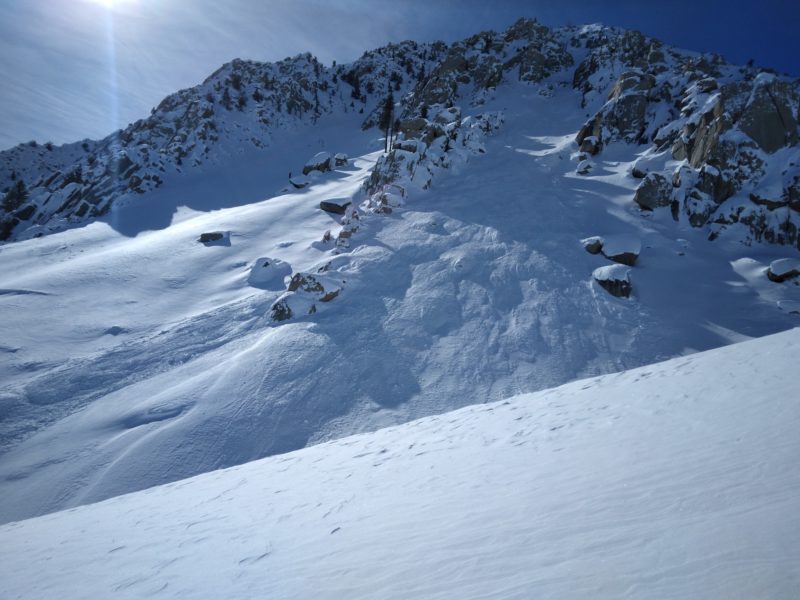 picture of avalanche, which continued for some distance down the lower drainage (not shown in picture)