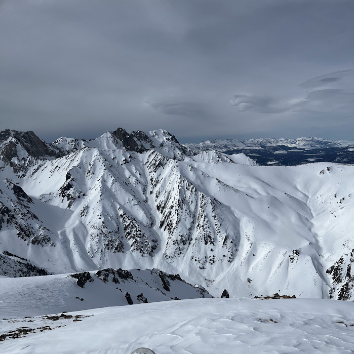 Conditons and coverage in McGee Creek. Looking north at the south face of Mt. Aggie.