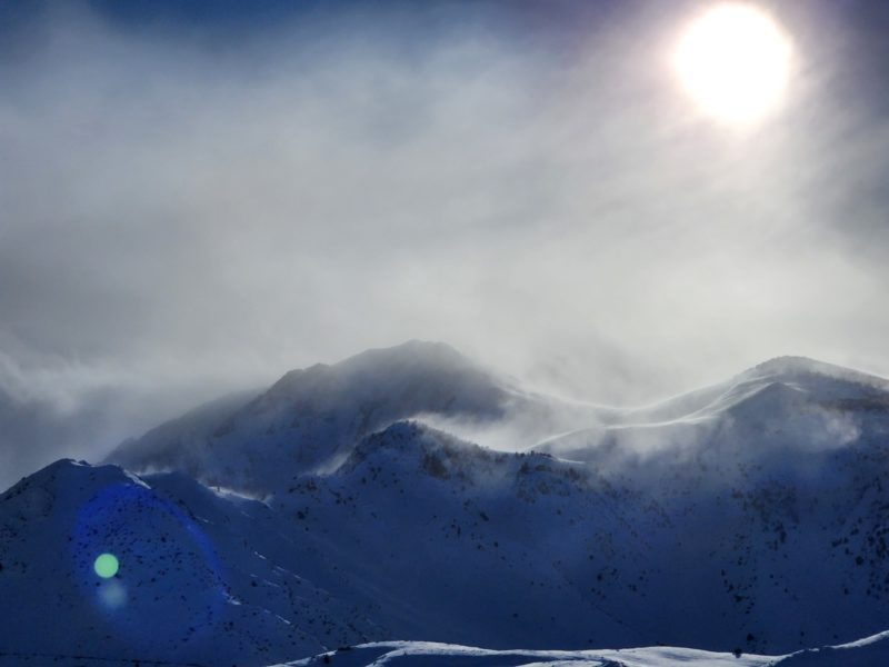 Intense blowing snow across the Sierra Crest