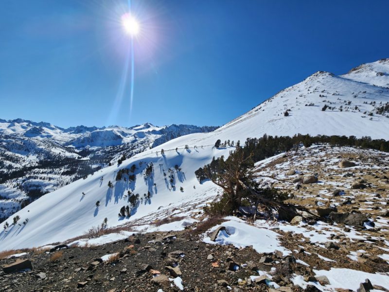 Rounded wind drifts below ridgelines