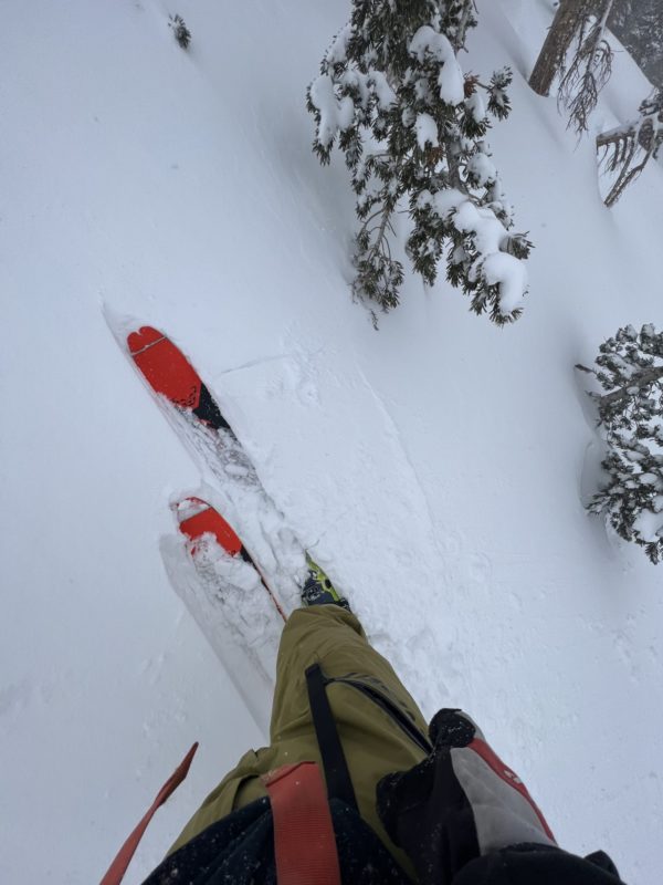 Small bits of cracking whenever traversing steeper or more wind exposed slopes