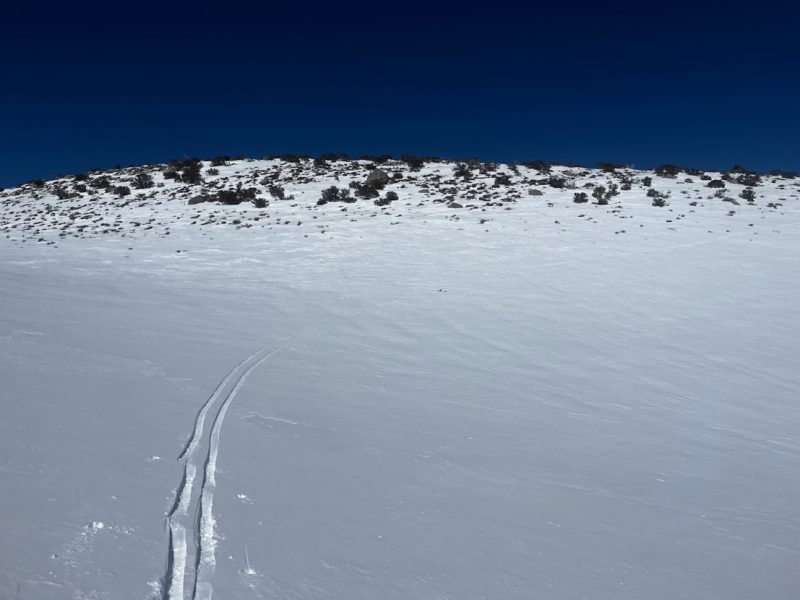 Melt Freeze crust on S aspects re-exposed by extreme winds, tranisitoning to soft wind deposits on N aspects