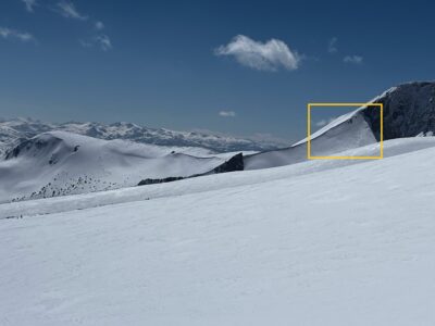 Refilled crown from a large avalnche. N, 11000'