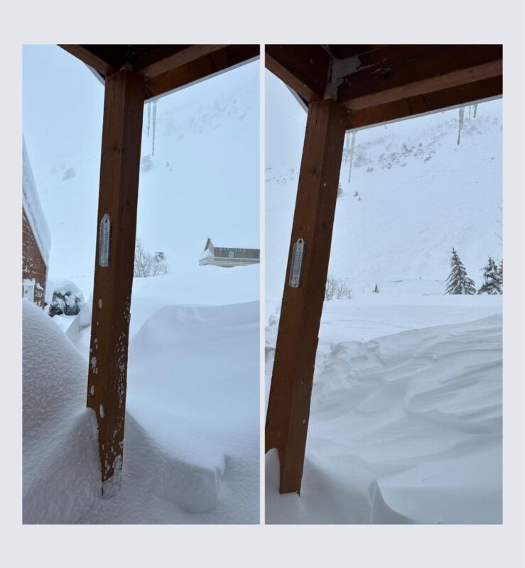 Image 1: Immediately before and after the avalanche. Photos were taken by a neighbor’s Ring porch camera. Notice that the house in the background becomes buried.