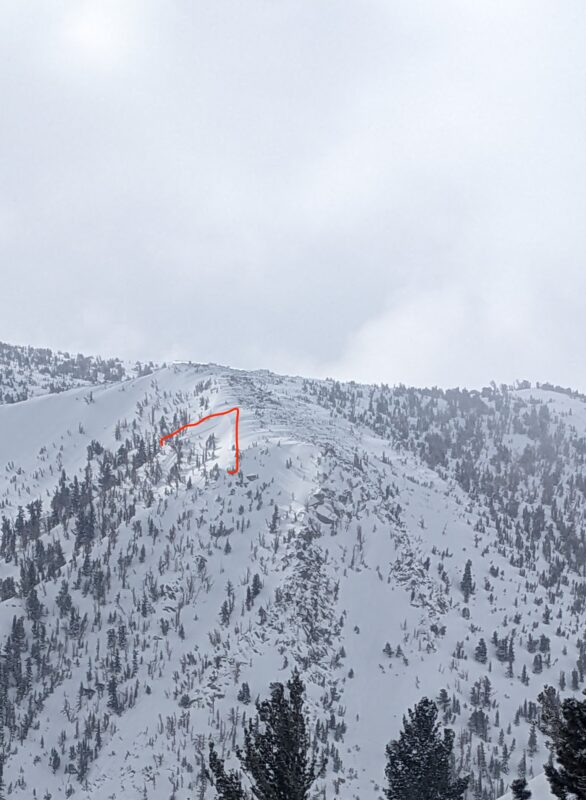 Natural wind slab on N aspect, Solitude Peak