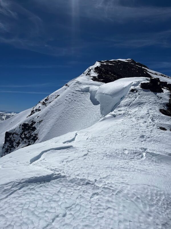 Overhanging cornice on the north ridge of WInuba. 4/21/23