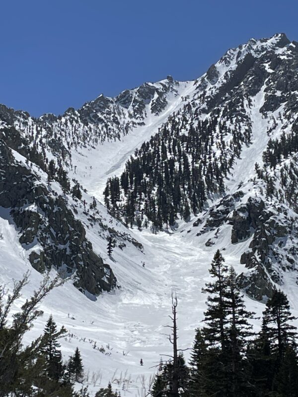 Independence Couloir with wet slides