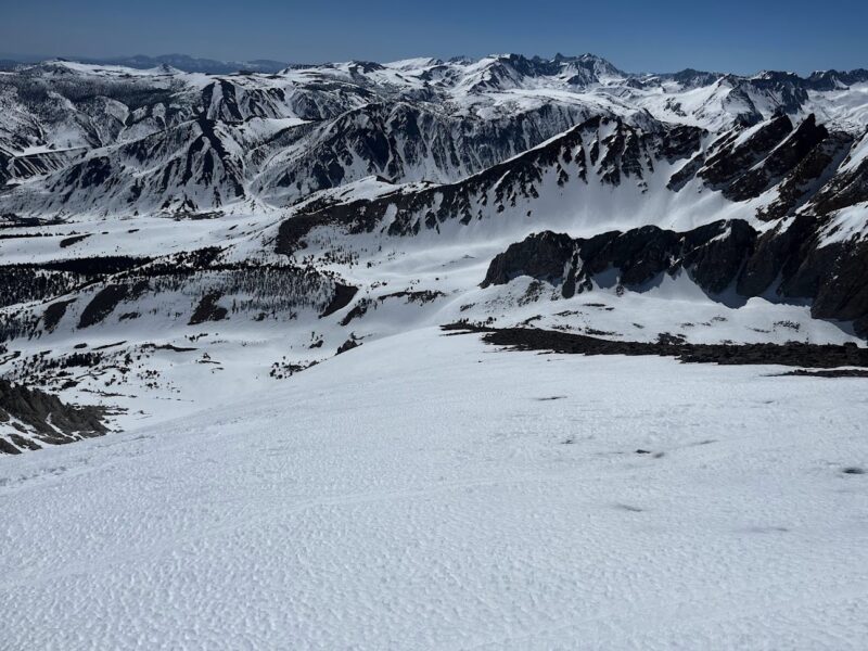 Snow coverage in Bishop Creek from the summit of Mt. Locke. 4/24/2023.