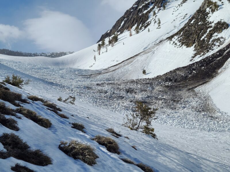 Impressive glide avalanche debris below Mono Jim
